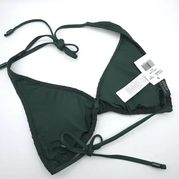 POLO RALPH LAUREN New SET Swimsuit M Bikini Top Bottle Green Subtle Textured